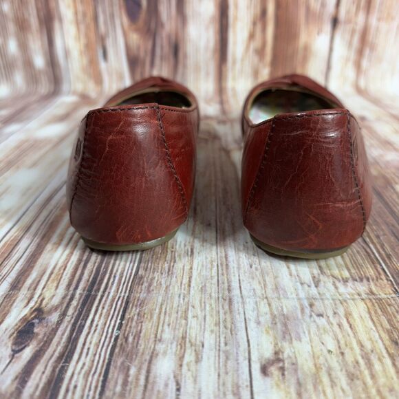 Born LILLY Womens Size 8 Red Leather Ballet Flats Shoes Slip On Loafers - Picture 4 of 13